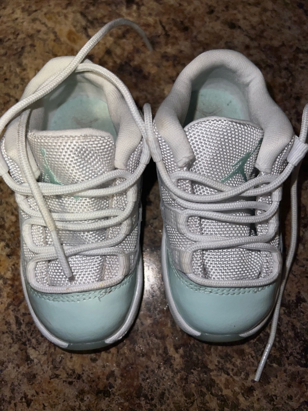 Jordan Kids White and Mint Low-Top Sneakers